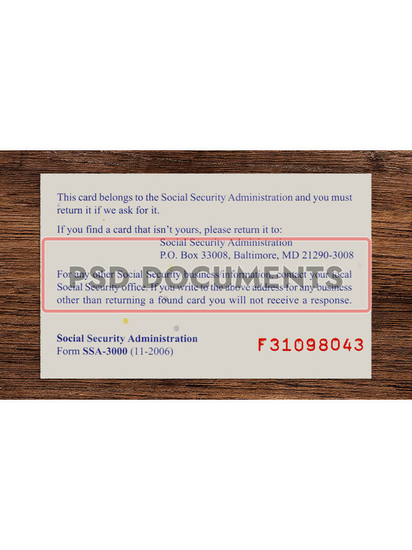 Social Security Card Template 044 1