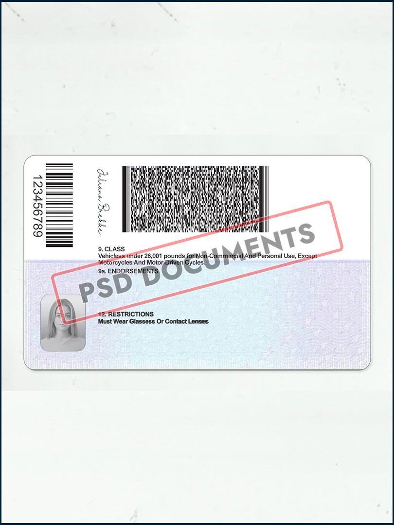 District of Columbia Driver License Template B
