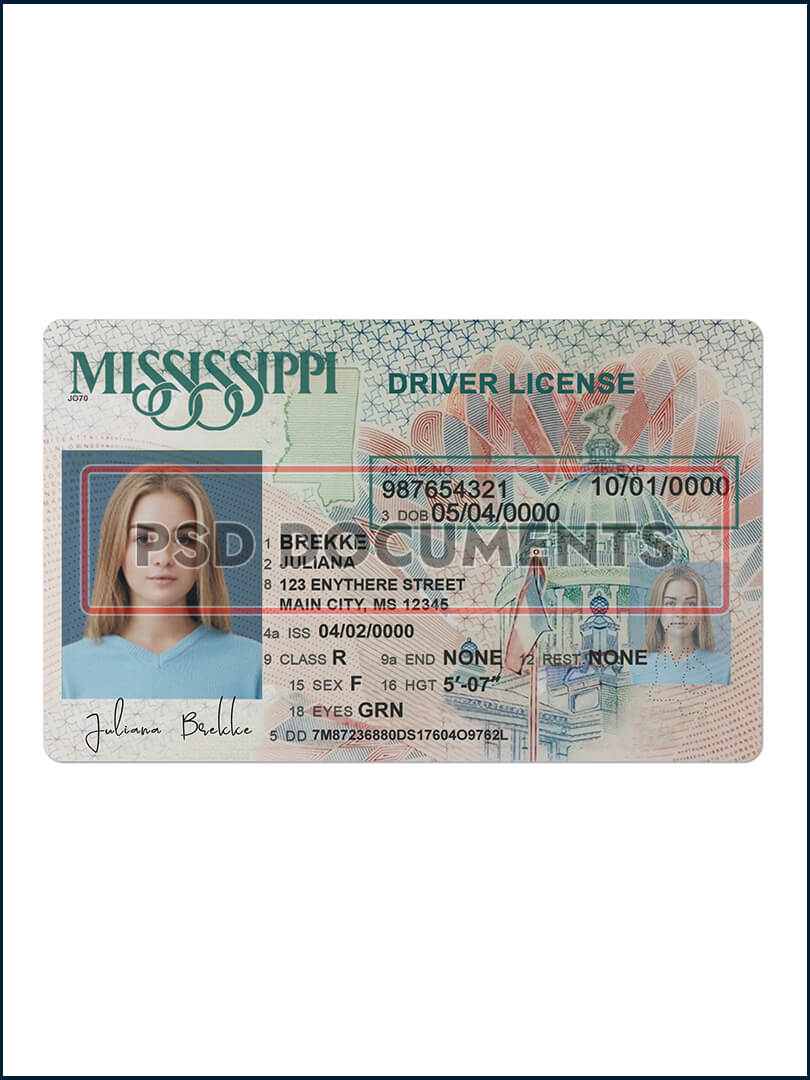 Mississippi Driver License new Template 1