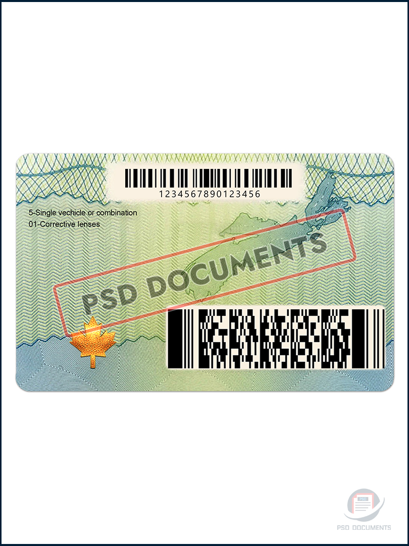 PsdDocuments Canada Nova Scotia Driving License Template PSD V2